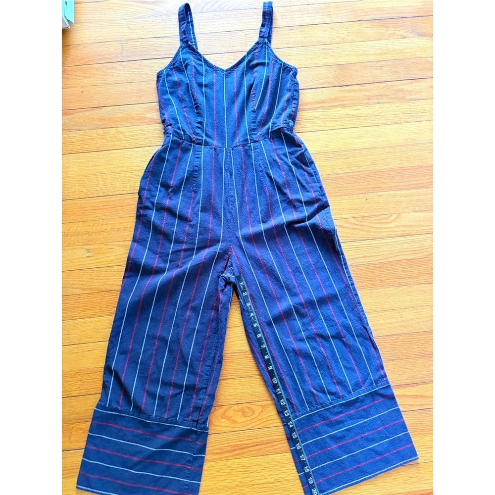 Striped Navy Wide-Leg Jumpsuit